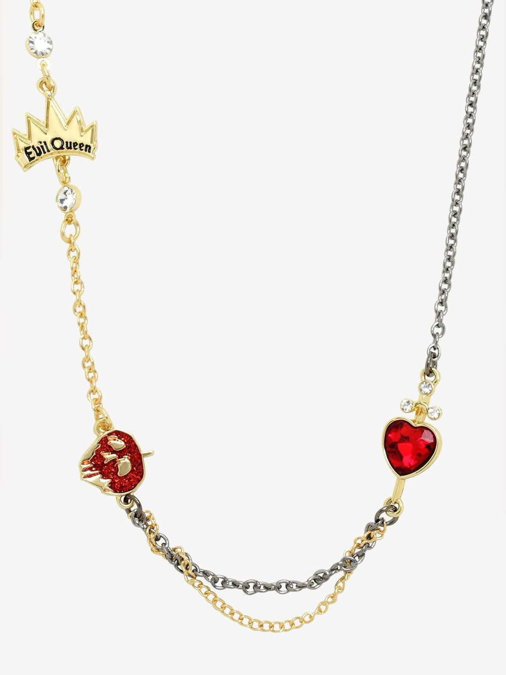 Disney Snow White Evil Queen Charms Two-Tone Red Heart Charm Necklace